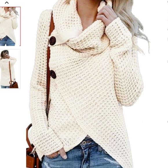 IVORY KNIT COWEL NECK SWEATER - Picture 3 of 4